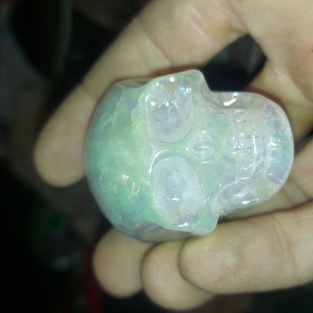 Stunning angel aura quartz large crystal skull